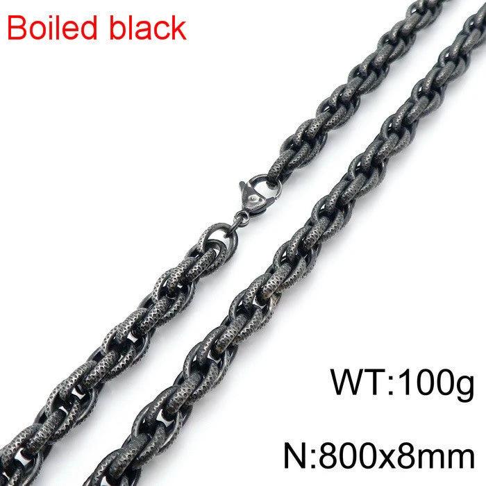 Black Dot Pattern Men's Stainless Steel Necklace by GJG Denim