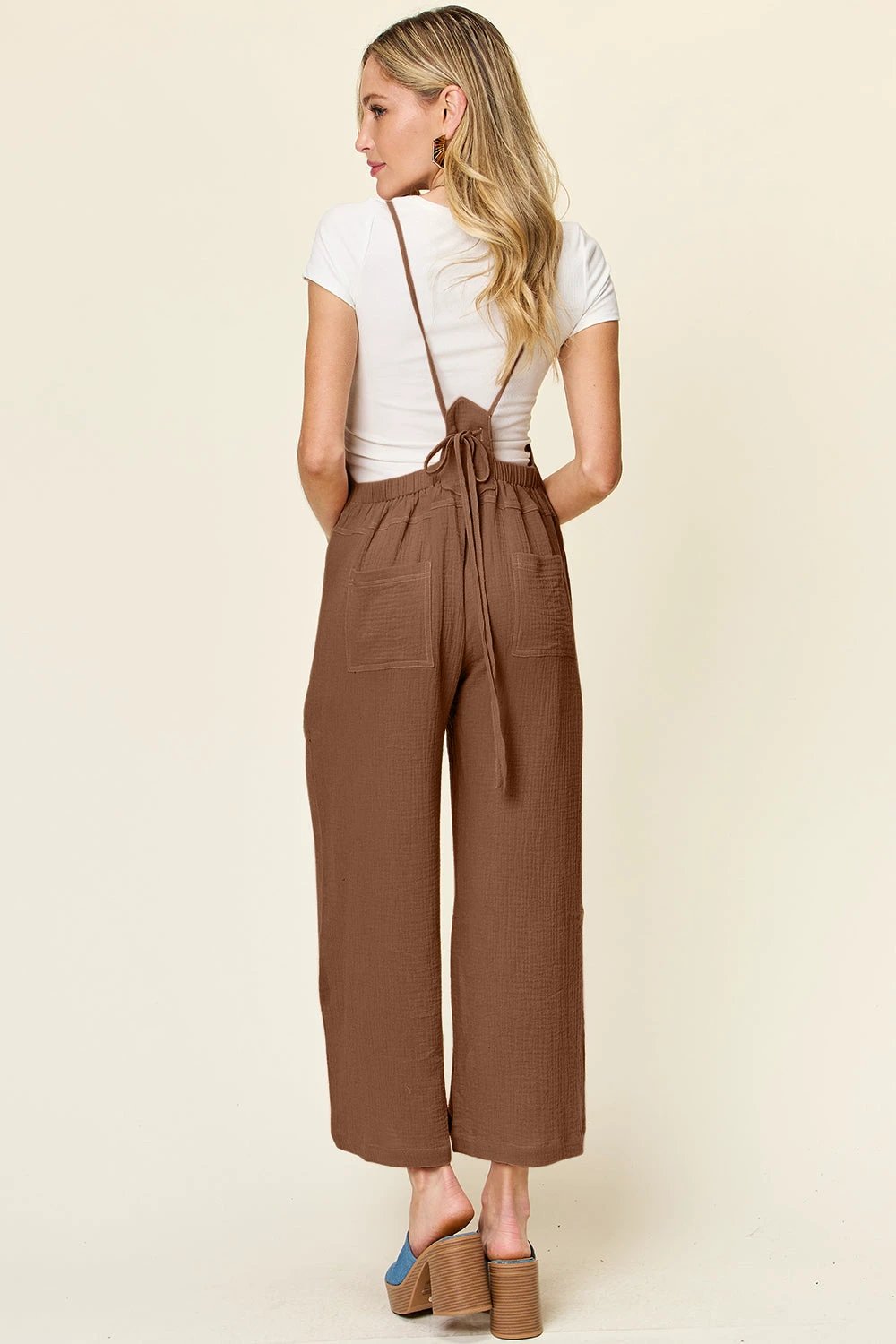 Textured Cotton Sleeveless Wide Leg Jumpsuit by Lady Ros