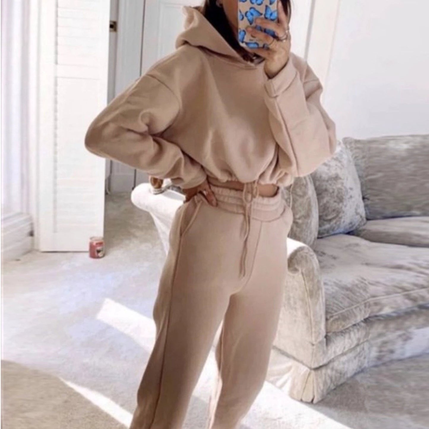 Jogging Suits For Women 2 Piece Sweatsuits Tracksuits Sexy Long Sleeve HoodieCasual Fitness Sportswear by GJG Denim