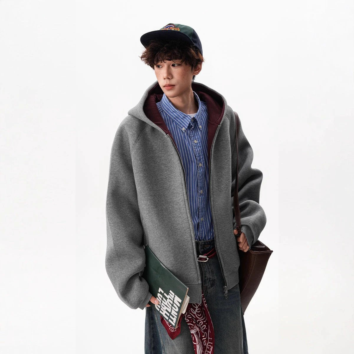 Men's Zipper Hooded Cardigan Sweater by GJG Denim
