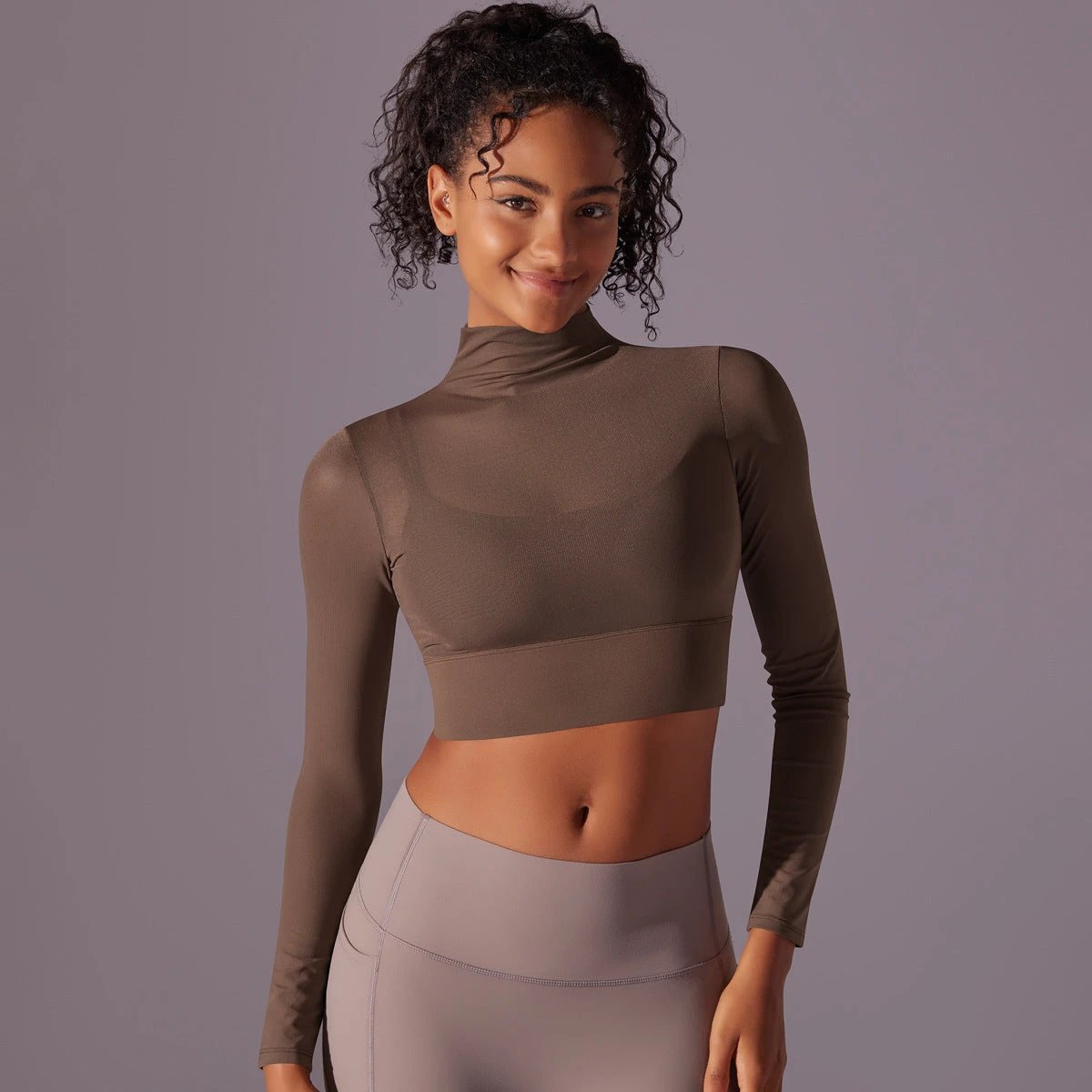 Mesh Yoga Clothes Long Sleeve Quick-drying Workout Clothes Top For Women by GJG Denim