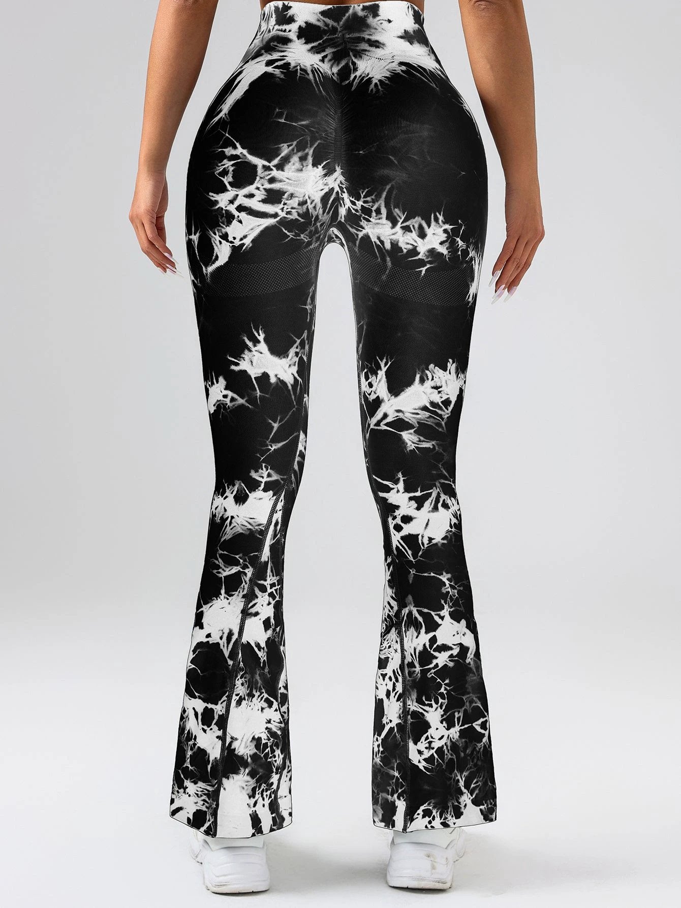 High-Waist Tummy Control Flare Yoga Pants For Women, Tie-Dye Stretch Slimming Bootcut Workout Pants, Fitness & Sports Activewear by GJG Denim