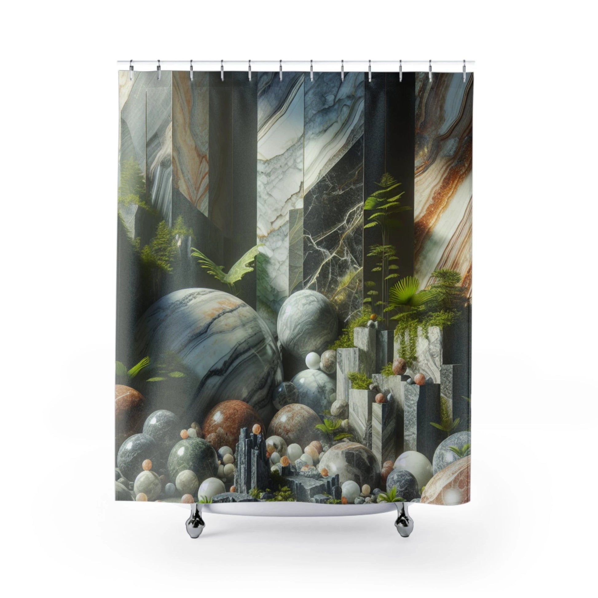 Nature-Inspired Shower Curtains, Elegant Bathroom Décor, Marble Design, Home Spa Vibe, Unique Gift for Holidays by Printify