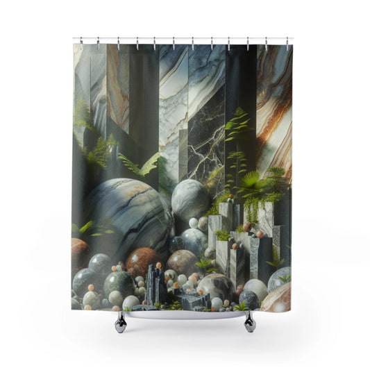 Nature-Inspired Shower Curtains, Elegant Bathroom Décor, Marble Design, Home Spa Vibe, Unique Gift for Holidays by Printify