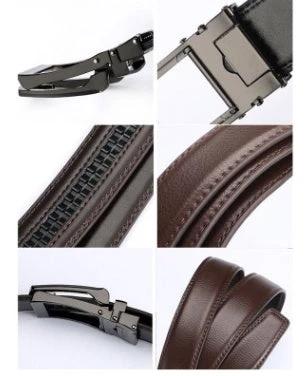 Men's Automatic Buckle Two-layer Cowhide Leather Belt by GJG Denim