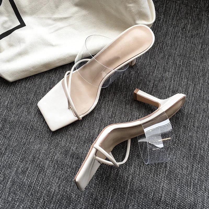 Square Toe Transparent Sandals by GJG Denim