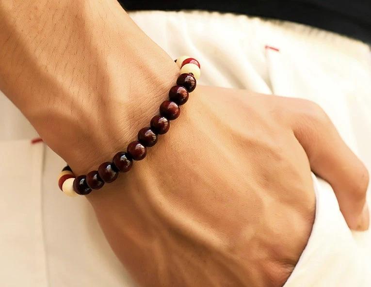 Natural Wooden Beaded Root Bracelet For Men by GJG Denim