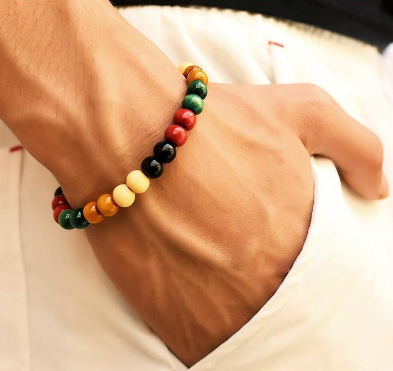 Natural Wooden Beaded Root Bracelet For Men by GJG Denim