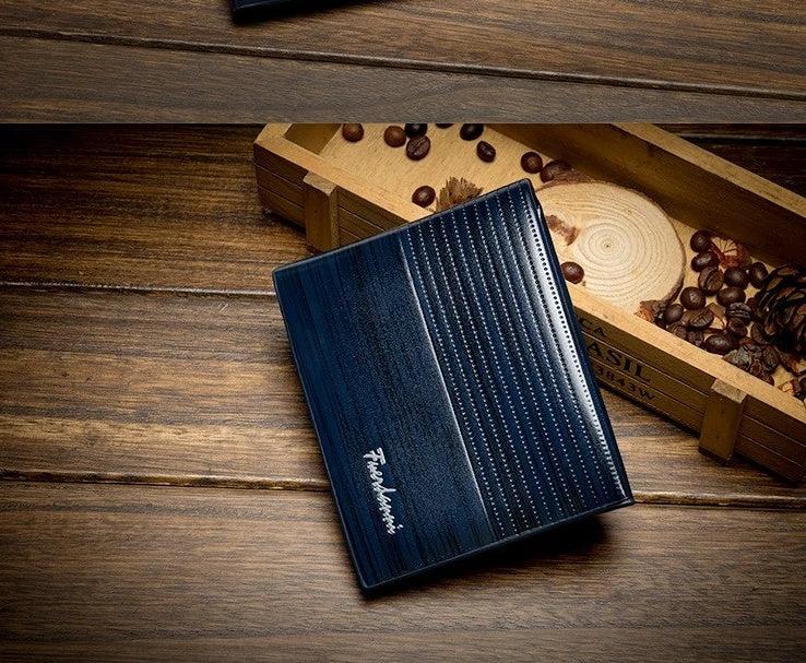Wood-like Stripe PU leather Wallet for Men by GJG Denim