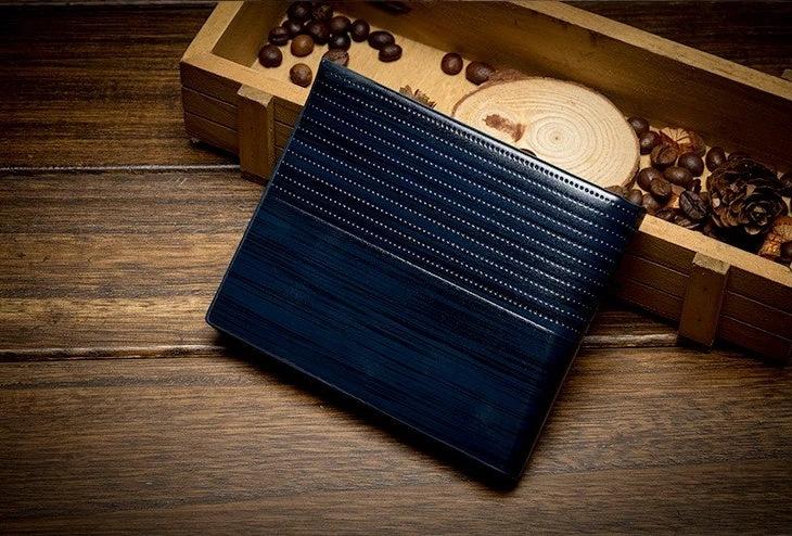 Wood-like Stripe PU leather Wallet for Men by GJG Denim