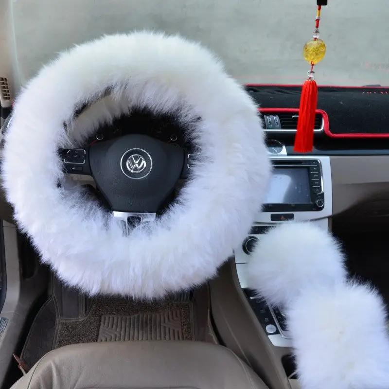 Three-piece wool steering wheel cover by GJG Denim