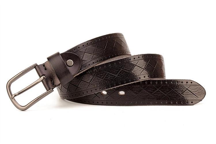 Men's Leather Pin Buckle Belt by GJG Denim