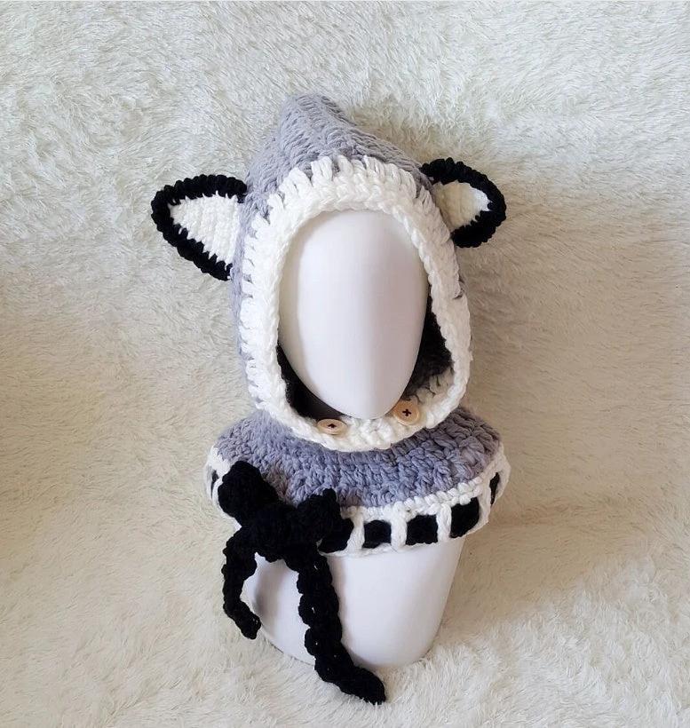 Children's wool knit hat hand-knitted warm earmuffs cape caps for men and women by GJG Denim