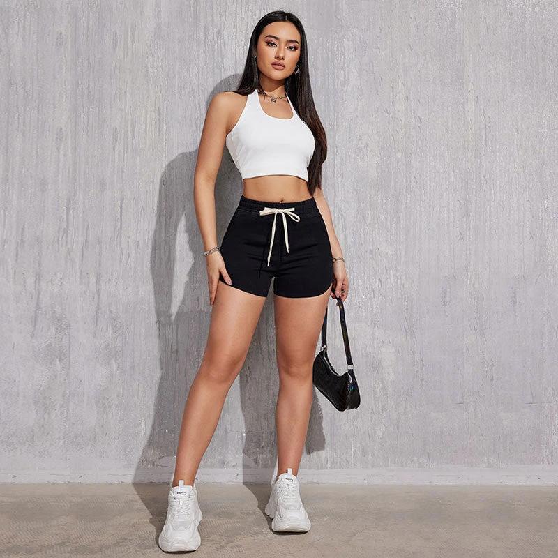 Plus Size A- Line Drawstring Denim Shorts For Women by GJG Denim