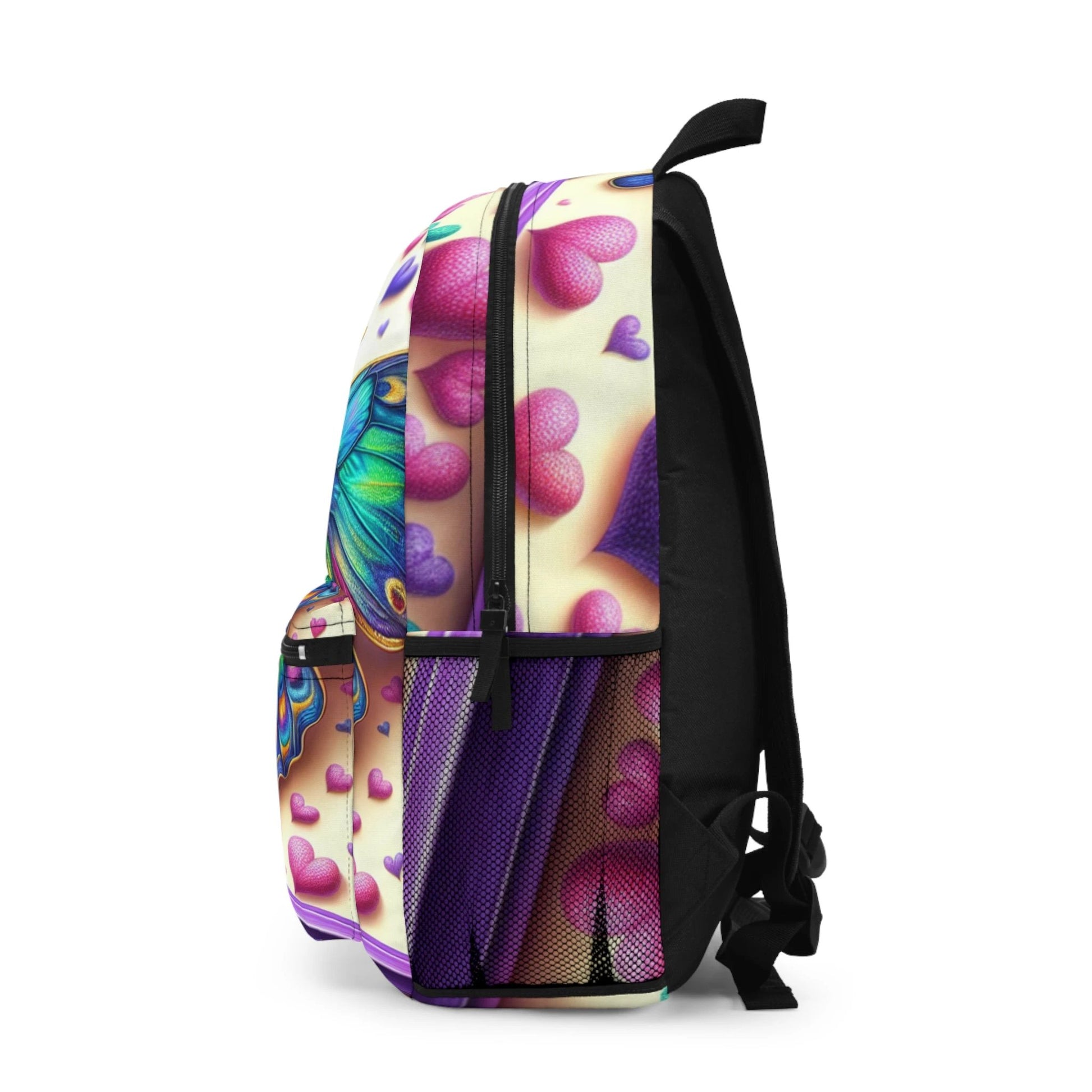 Vibrant Butterfly Art Backpack - Colorful Heart Design for Kids & Teens by Printify