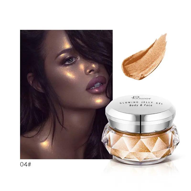 Face Highlighter Jelly Gel Mermaid Eyeshadow Glow Body Glitter Festival Makeup Iluminador Gold Liquid Highlighter Bronzer by GJG Denim