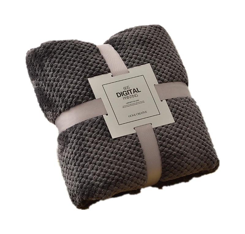 Pure Color Mesh Pineapple Grid Fleece Blanket by GJG Denim