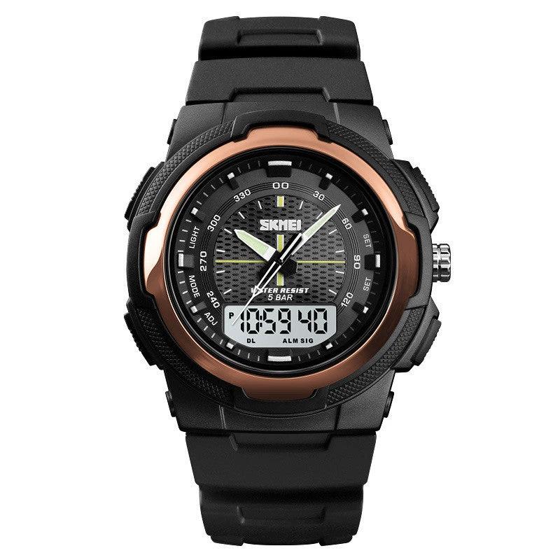 Men's Electronic Double Display Rubber Watch by GJG Denim