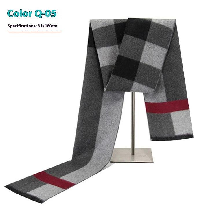 Men's Warm Cashmere-like Striped Scarf by GJG Denim