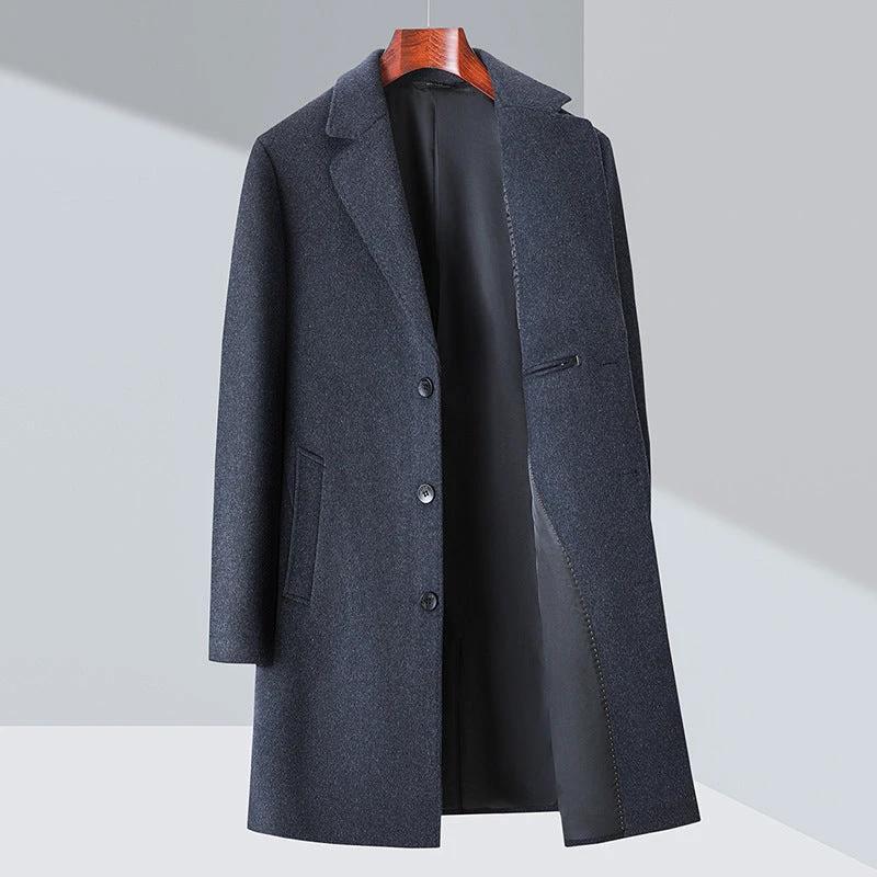 Men's Business Casual Woolen Trench Coat by GJG Denim