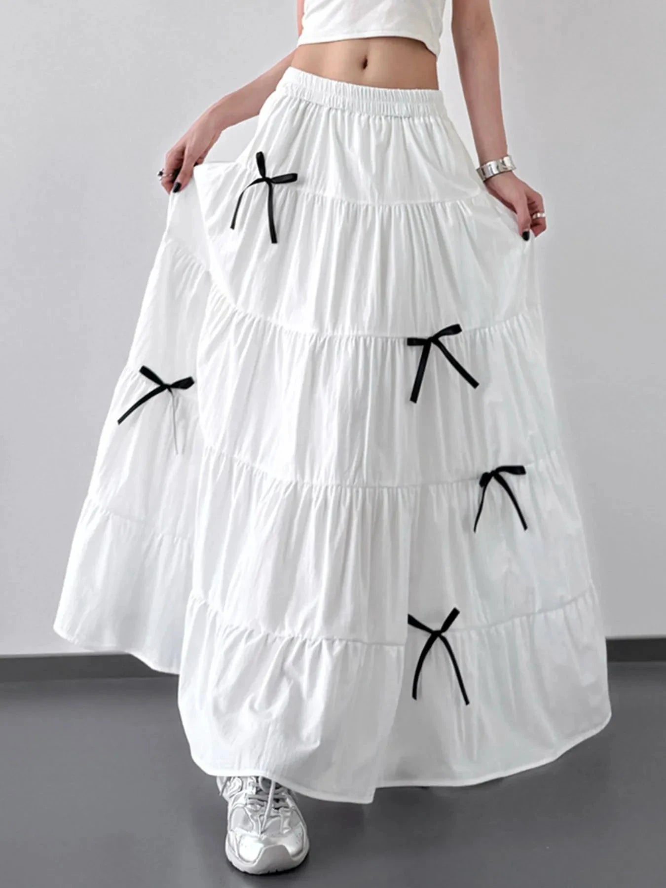 Tiered Bow Maxi Skirt by Lady Ros