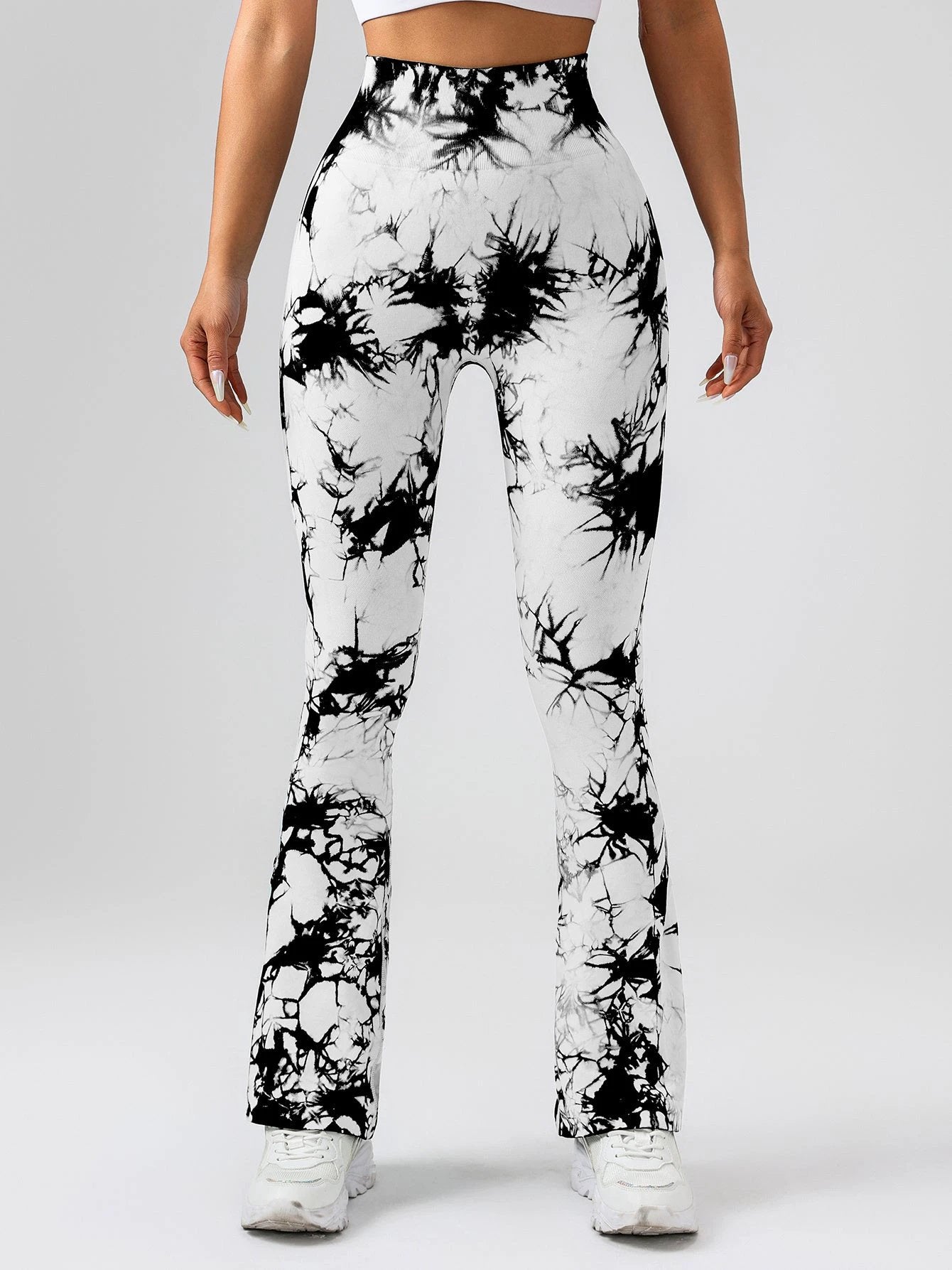 High-Waist Tummy Control Flare Yoga Pants For Women, Tie-Dye Stretch Slimming Bootcut Workout Pants, Fitness & Sports Activewear by GJG Denim