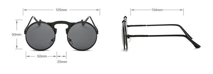 Vintage Round Steampunk Sunglasses Flip-Up UV Protection Metal Frame For Men by GJG Denim