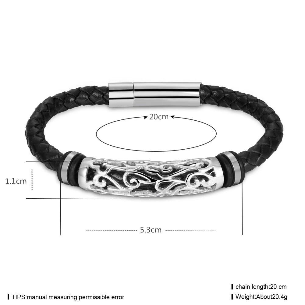 Stainless Steel Leather Bracelet For Men by GJG Denim