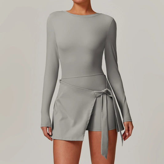 Zechuang Fake Two-piece Anti-exposure Tight Sports Dress by GJG Denim