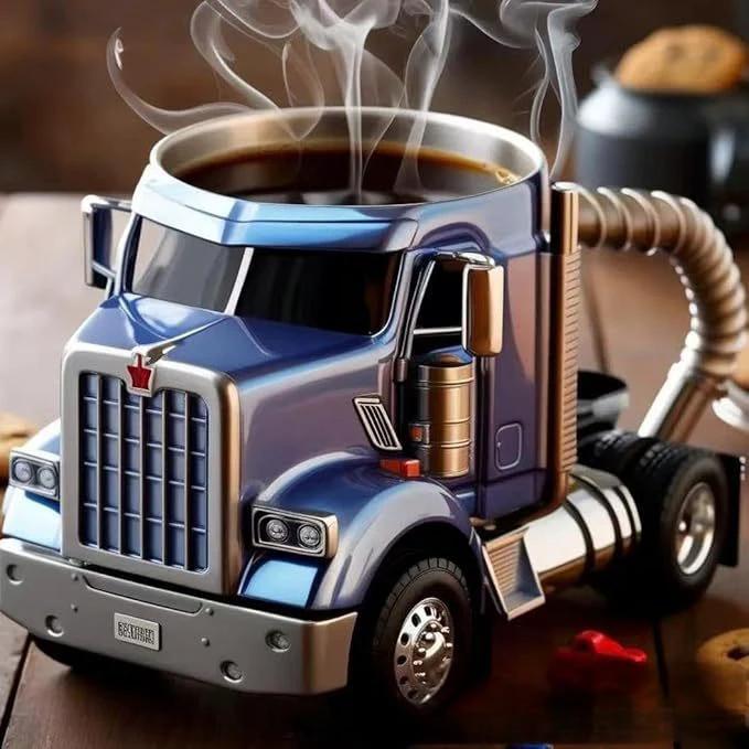 Durable Semi Truck Handcrafted Coffee Cup by GJG Denim