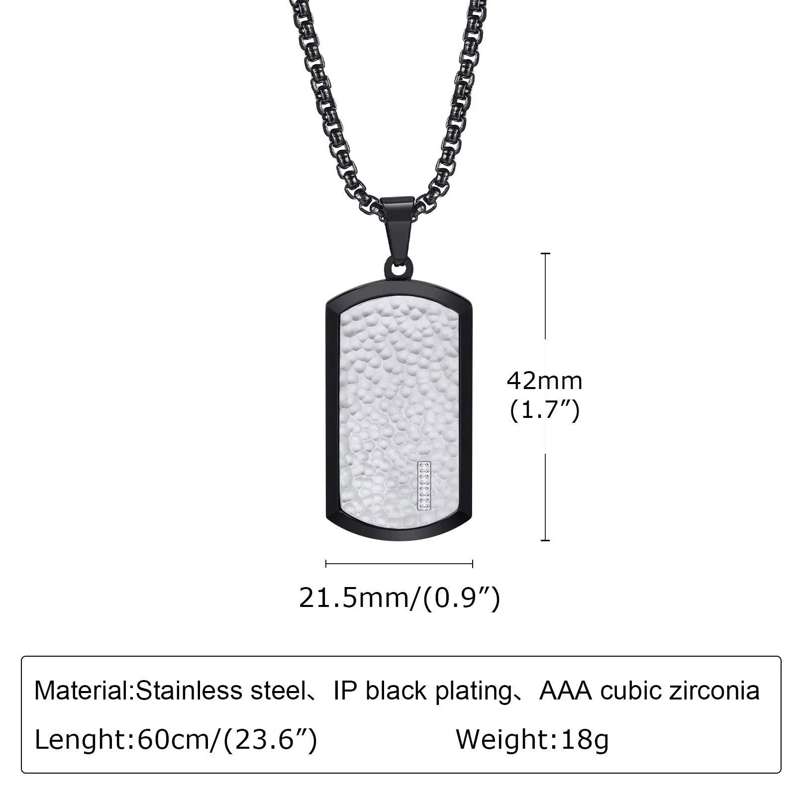 Men's Geometric Square Military-Style Hammered Pendant Necklace by GJG Denim