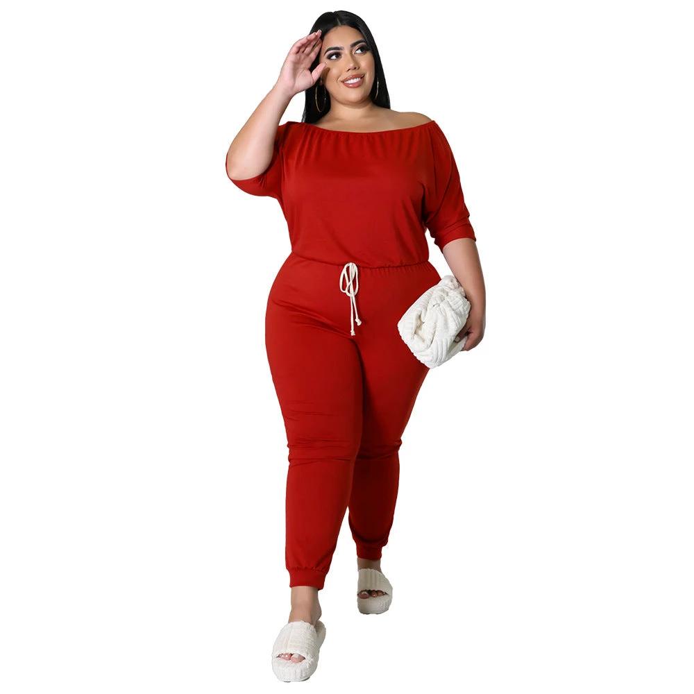 Women's Solid-Colored Sports Jumpsuit With Drawstring, High Waist, And Slimming Design by GJG Denim