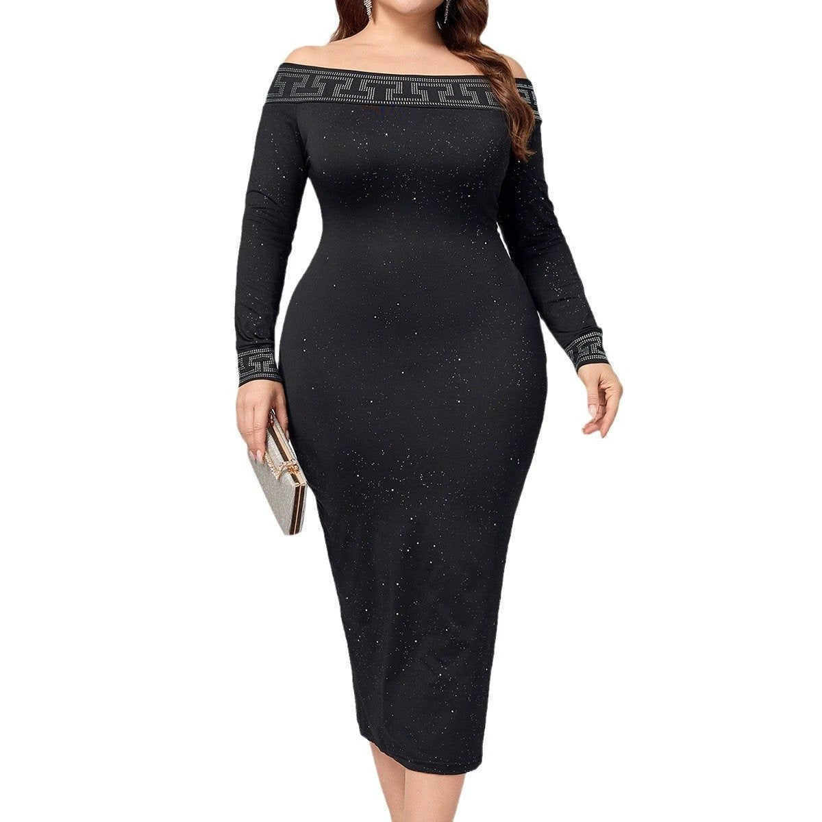Autumn And Winter Long Sleeve Slim-fit Sequined Dress by GJG Denim