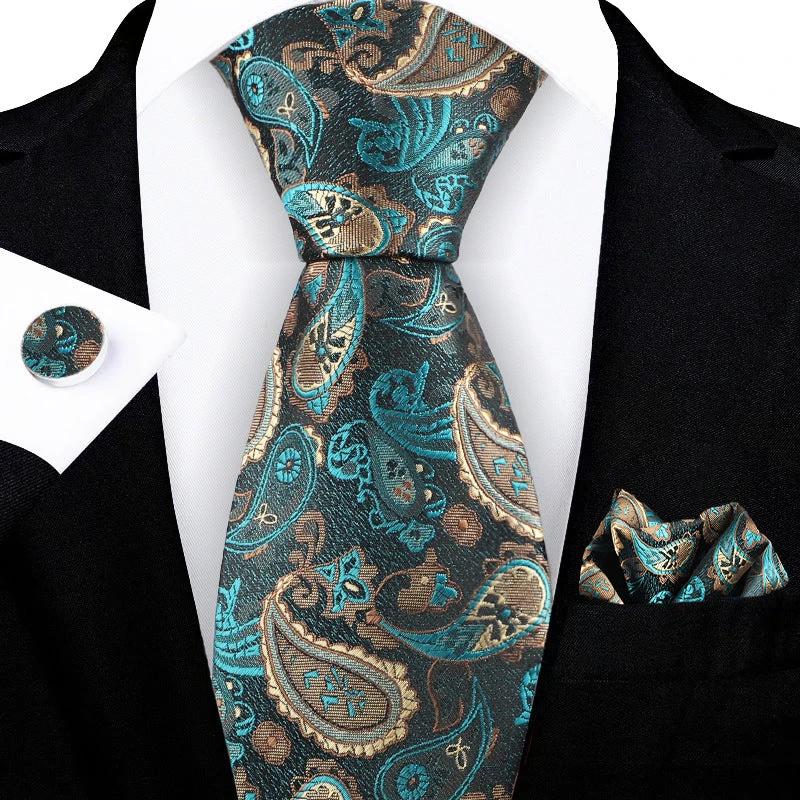 Jacquard-embroidered Cashew Flower Tie For Men by GJG Denim