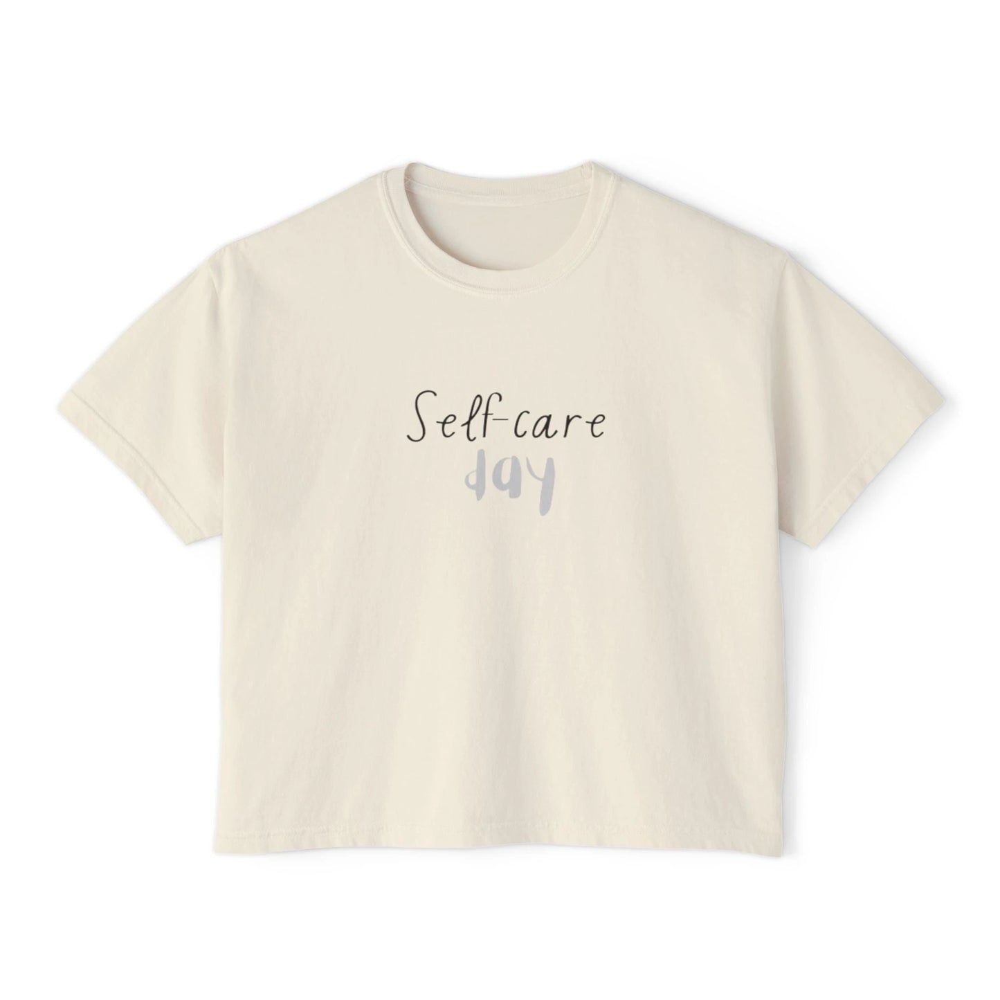 Self care day Women's Boxy Tee Self care day by Printify
