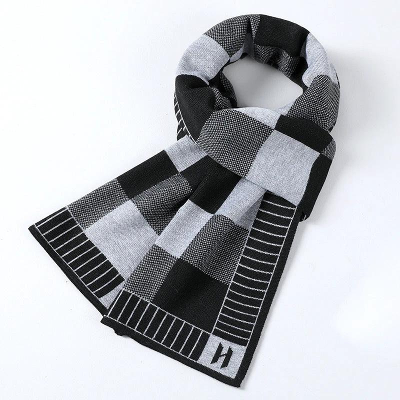 Cashmere-like Plaid Long Men's Scarf by GJG Denim