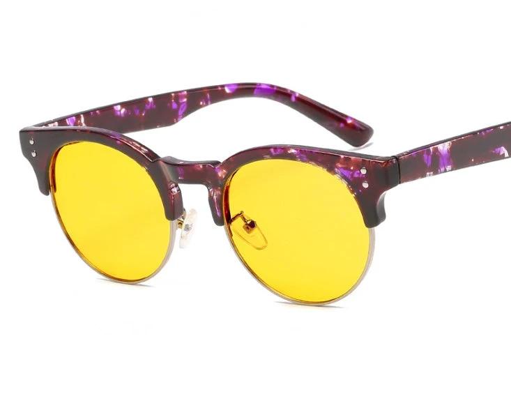 Men's Flat Mirror Glasses, With Retro Wood Grain Frame by GJG Denim