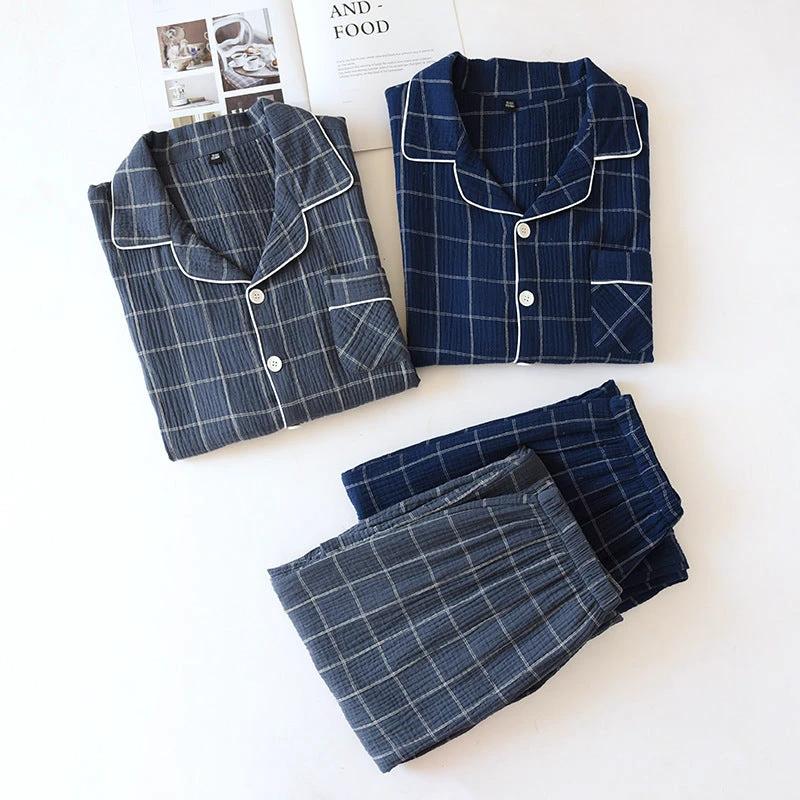 Plaid Long-Sleeved Pajamas by GJG Denim