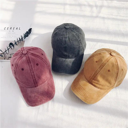 Men's Retro Washed Cotton Soft Top Baseball Cap by GJG Denim