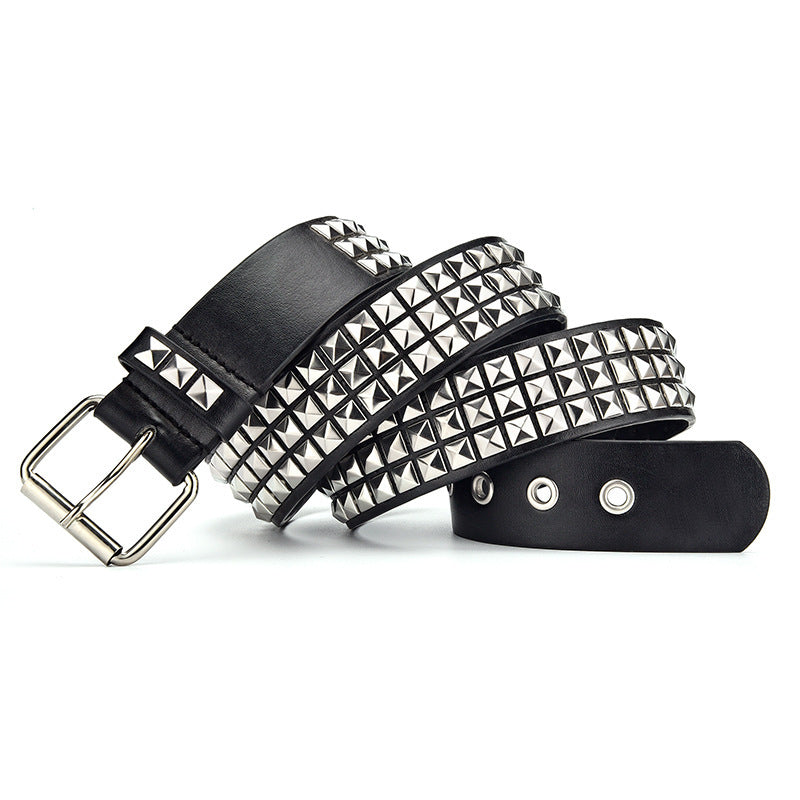 Men's Punk Belt Pyramid Rivet Belt Catch by GJG Denim