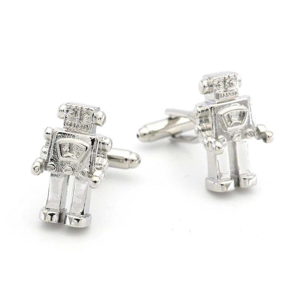 Men's Silver Robot Cufflinks by GJG Denim
