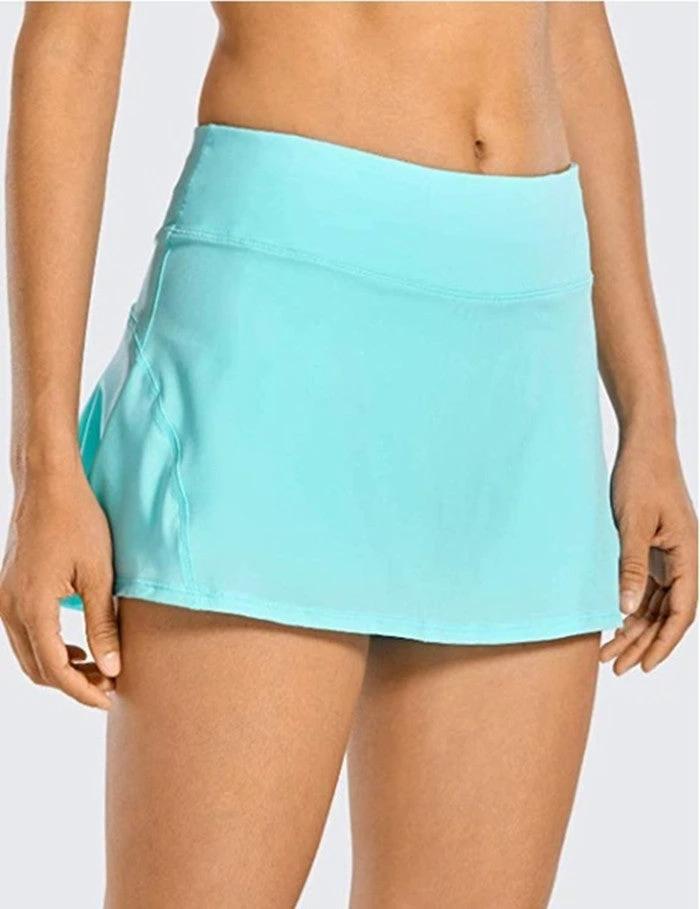 Sports Tennis Skirt Pants Mid-Waist Pleated Shorts Sports Skirt by GJG Denim