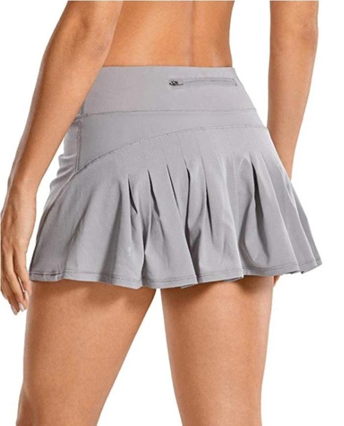 Sports Tennis Skirt Pants Mid-Waist Pleated Shorts Sports Skirt by GJG Denim