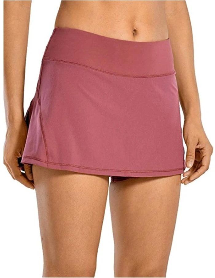 Sports Tennis Skirt Pants Mid-Waist Pleated Shorts Sports Skirt by GJG Denim