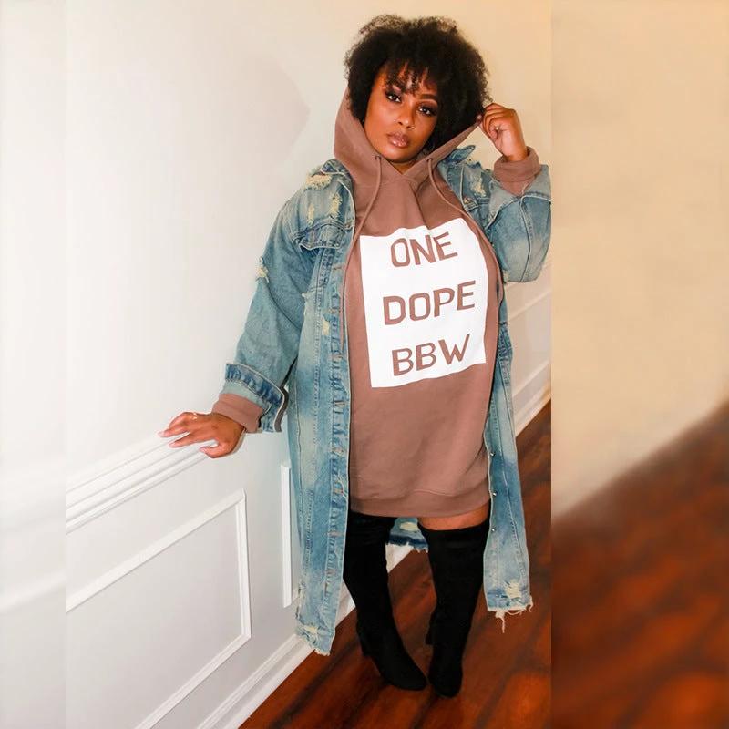Women Plus Size Hoodie Dress by GJG Denim