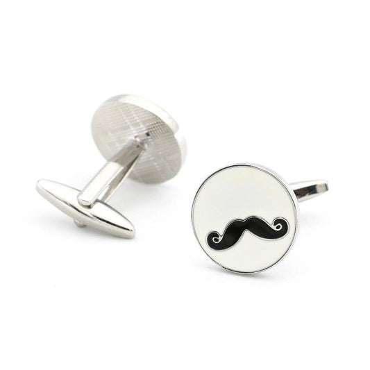 Men's Metal Copper Round Black Beard Cuff Links by GJG Denim