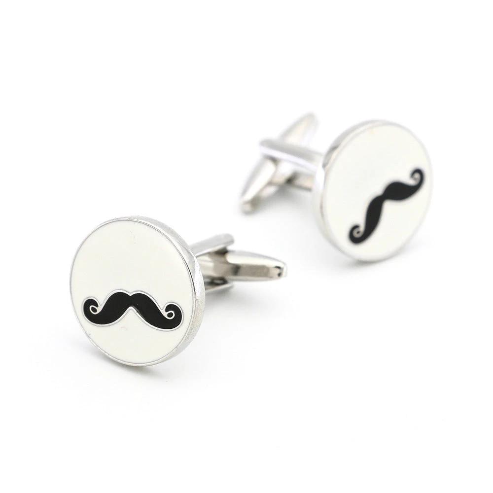 Men's Metal Copper Round Black Beard Cuff Links by GJG Denim