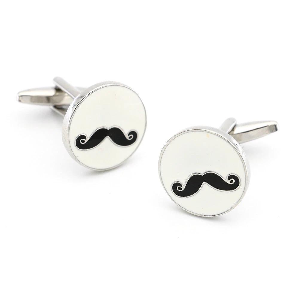 Men's Metal Copper Round Black Beard Cuff Links by GJG Denim
