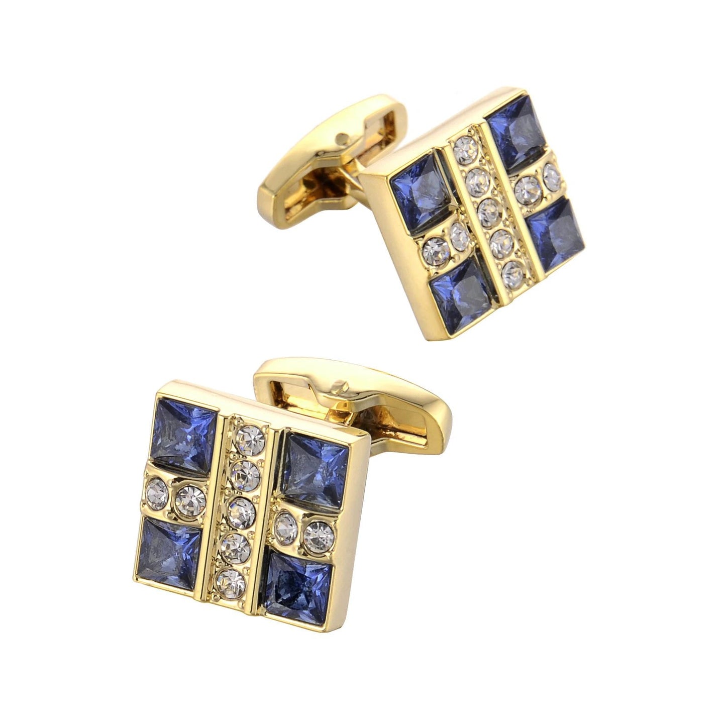 Business French Blue Crystal Shirt Cufflinks by GJG Denim