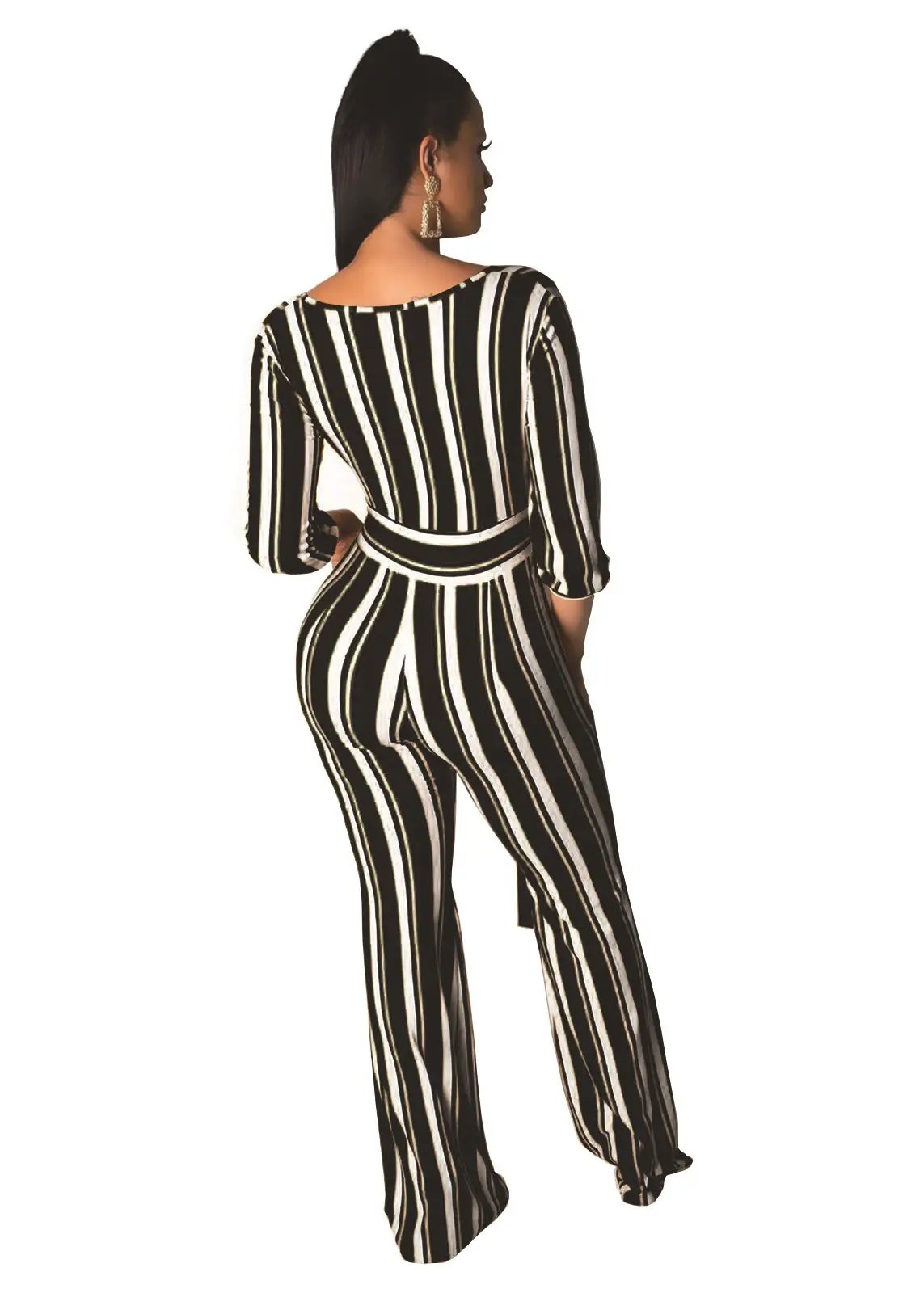 Wear Fashionable Striped Printed Wide-Leg Jumpsuits by GJG Denim
